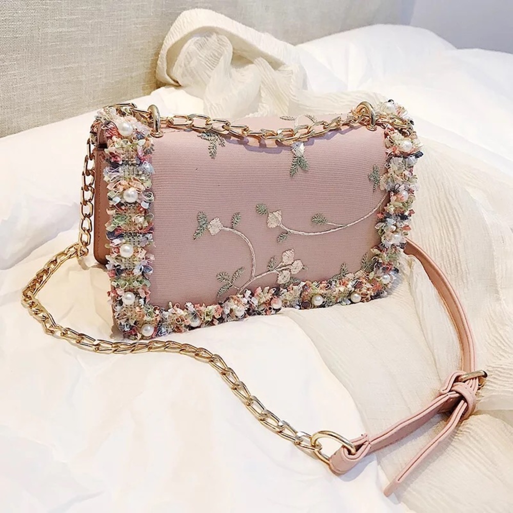 Ladies Square Flower Shoulder hand bag (Brand new) - Picture 2 of 7
